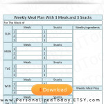 Food Log Journal 3 Meals And 3 Snacks Per Day PDF Digital