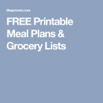 FREE Printable Meal Plans Grocery Lists Meal Plan