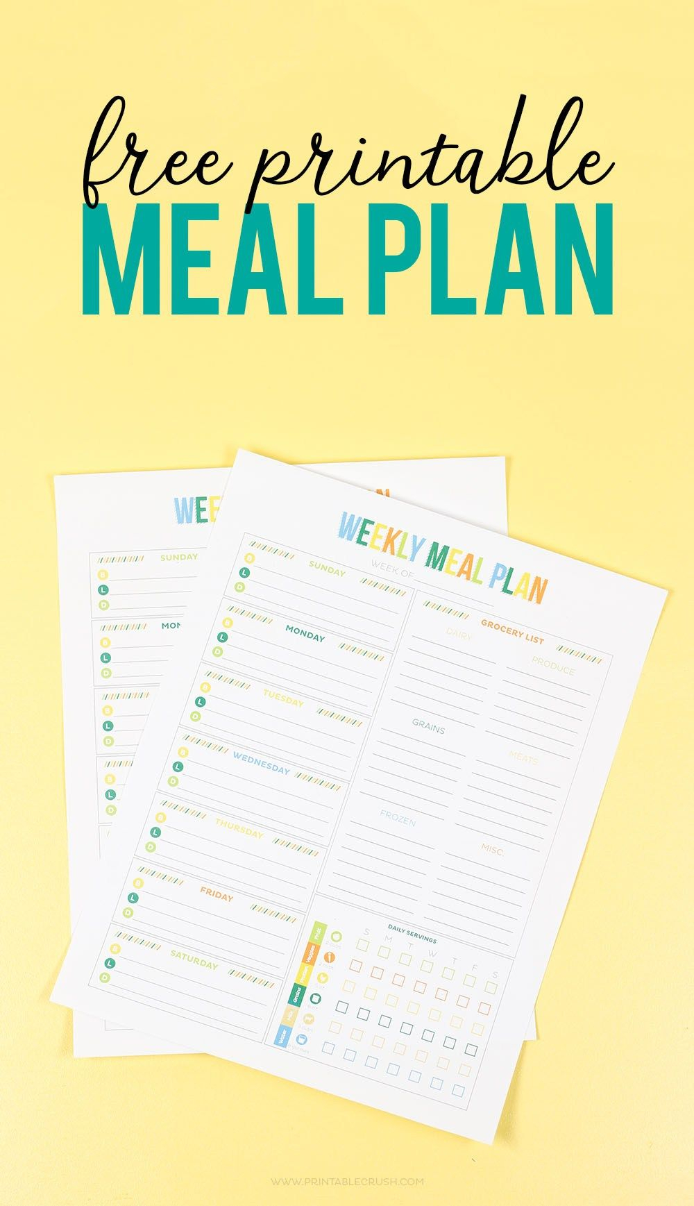 FREE Printable Weekly Meal Planner Weekly Meal Planner 