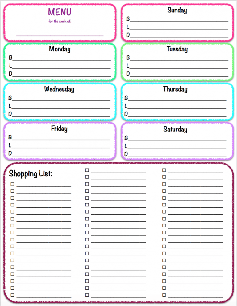 Free Printables Weekly Meal Planner Grocery List The