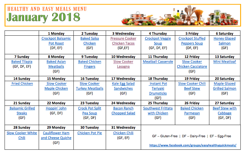 Healthy Meal Plan For January Healthy Menu Plan 