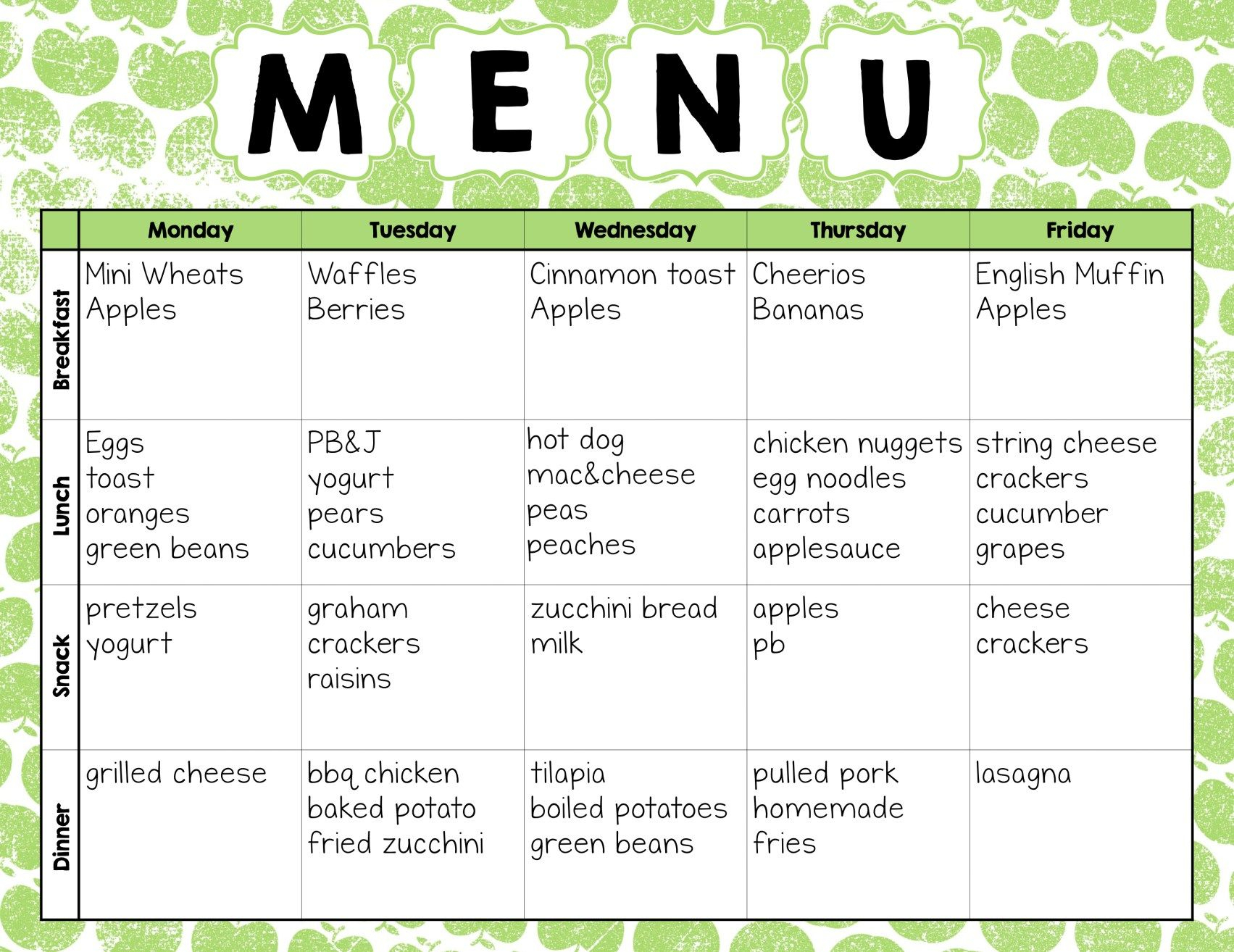 Make Easy Meal Plans With This Free Weekly Template Easy 