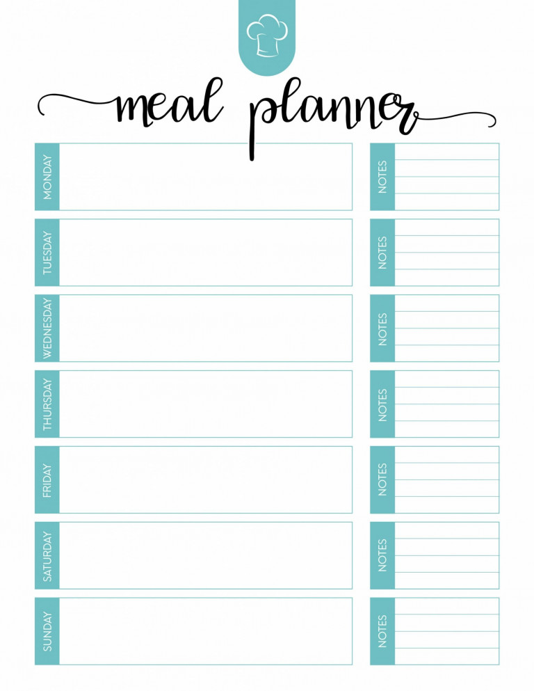 Meal Planning Calendar Printable Meal Planning Template
