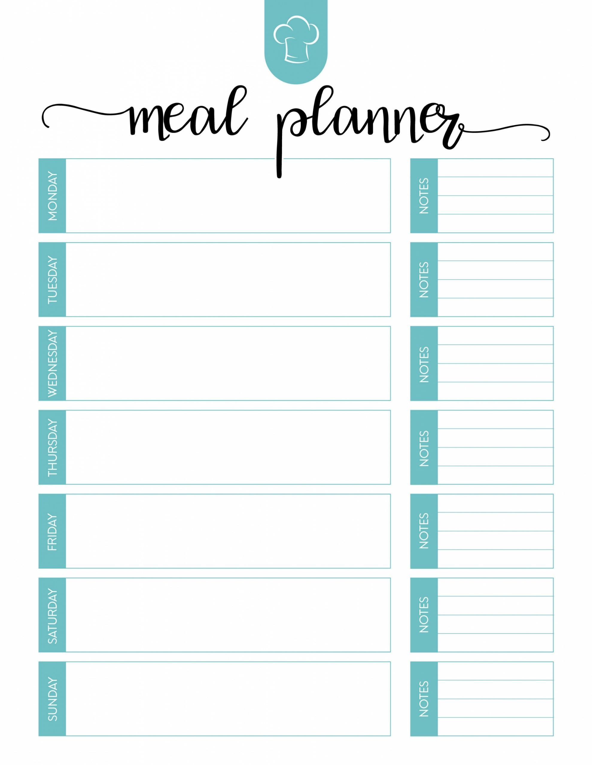 Meal Planning Calendar Printable Meal Planning Template