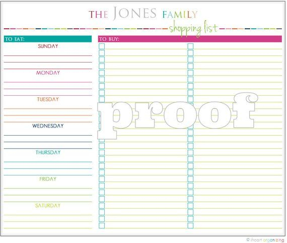 Personalized Meal Planning And Shopping List Printable 