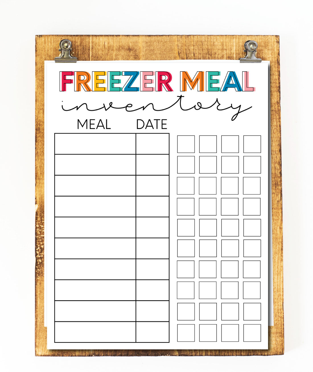 Printable Freezer Meal Inventory