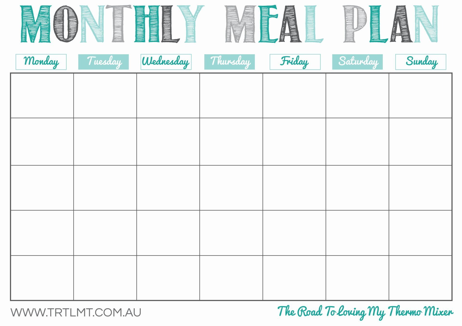 Printable Monthly Meal Planner Meal Planning Printable 