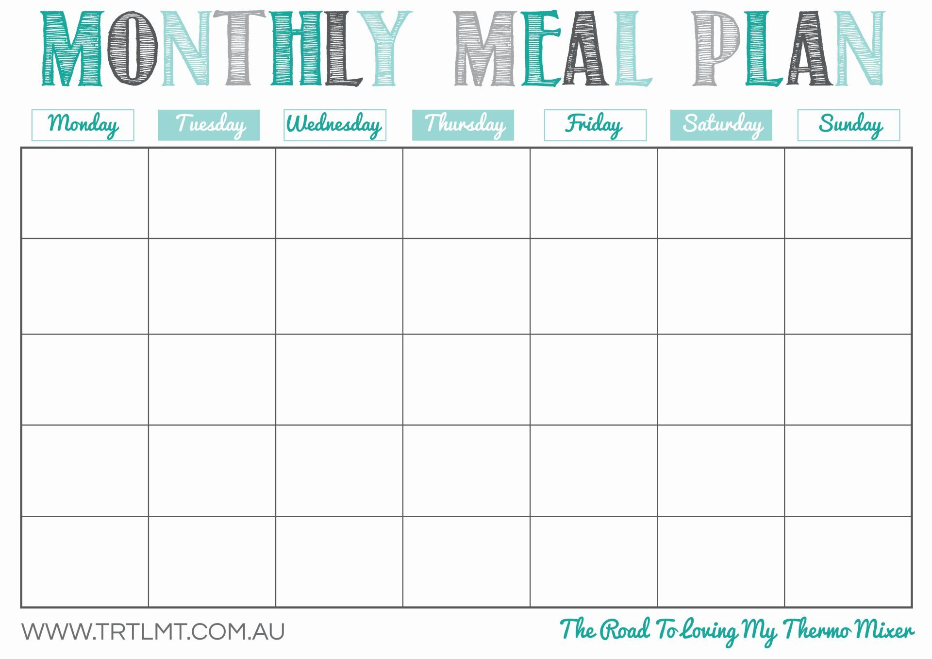 Printable Monthly Meal Planner Meal Planning Printable