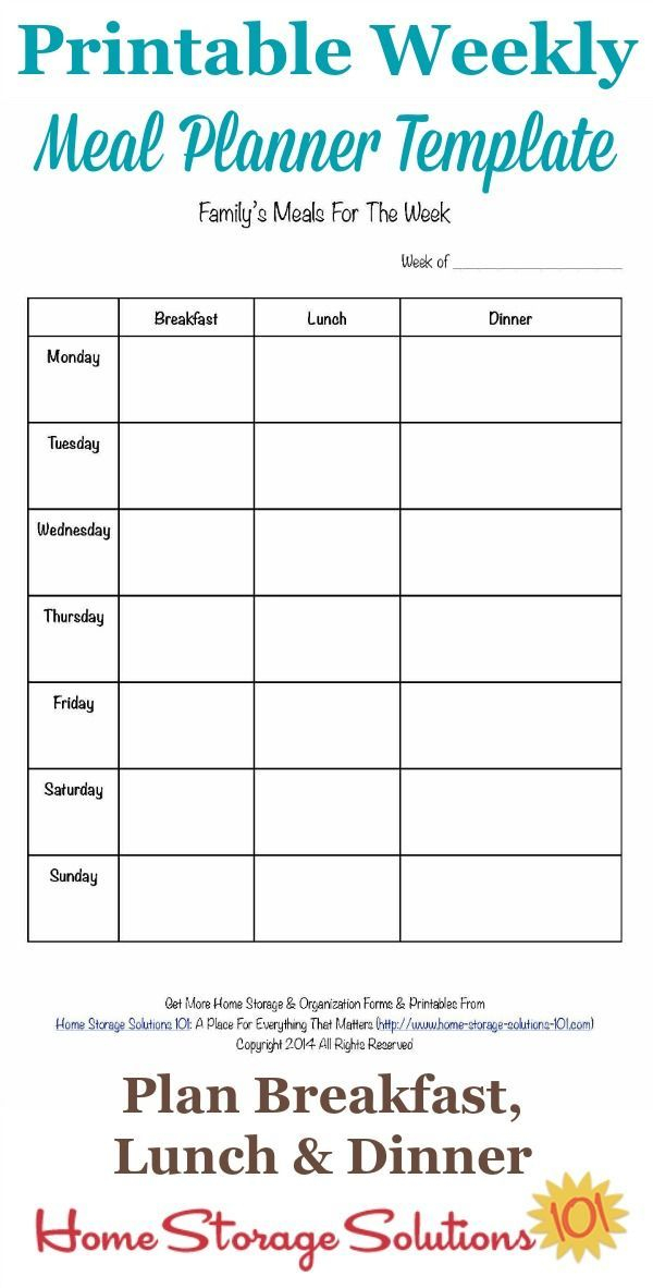 Printable Weekly Meal Planner Template Free Meal Planner 