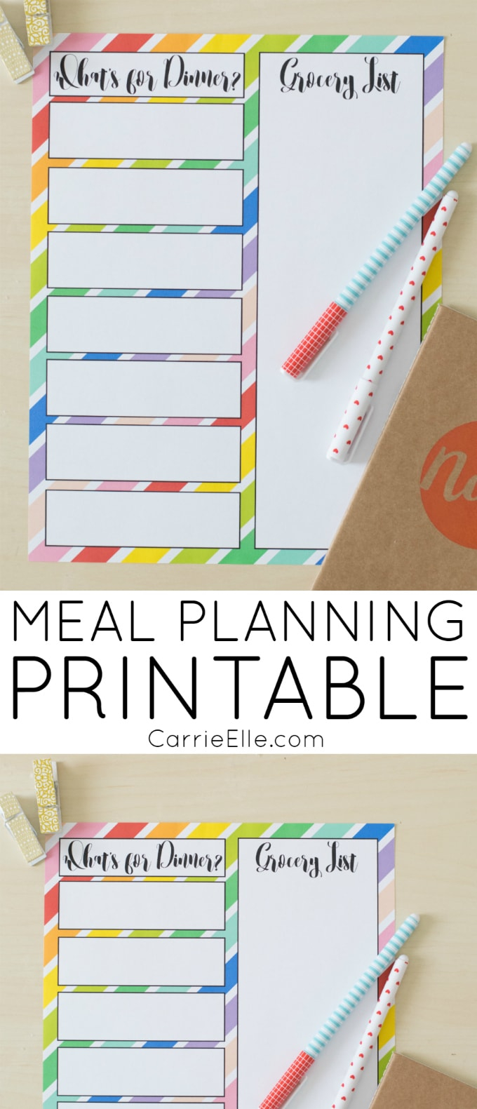 Rainbow Meal Planning Printable Carrie Elle