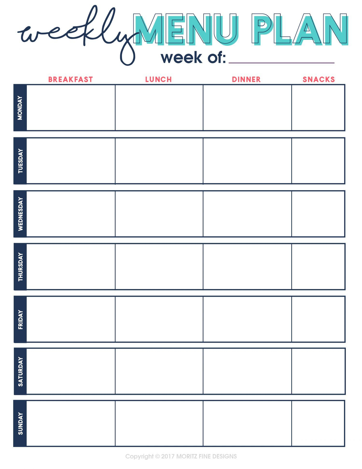 Recipe Collection Binder Printable Kit Weekly Menu 