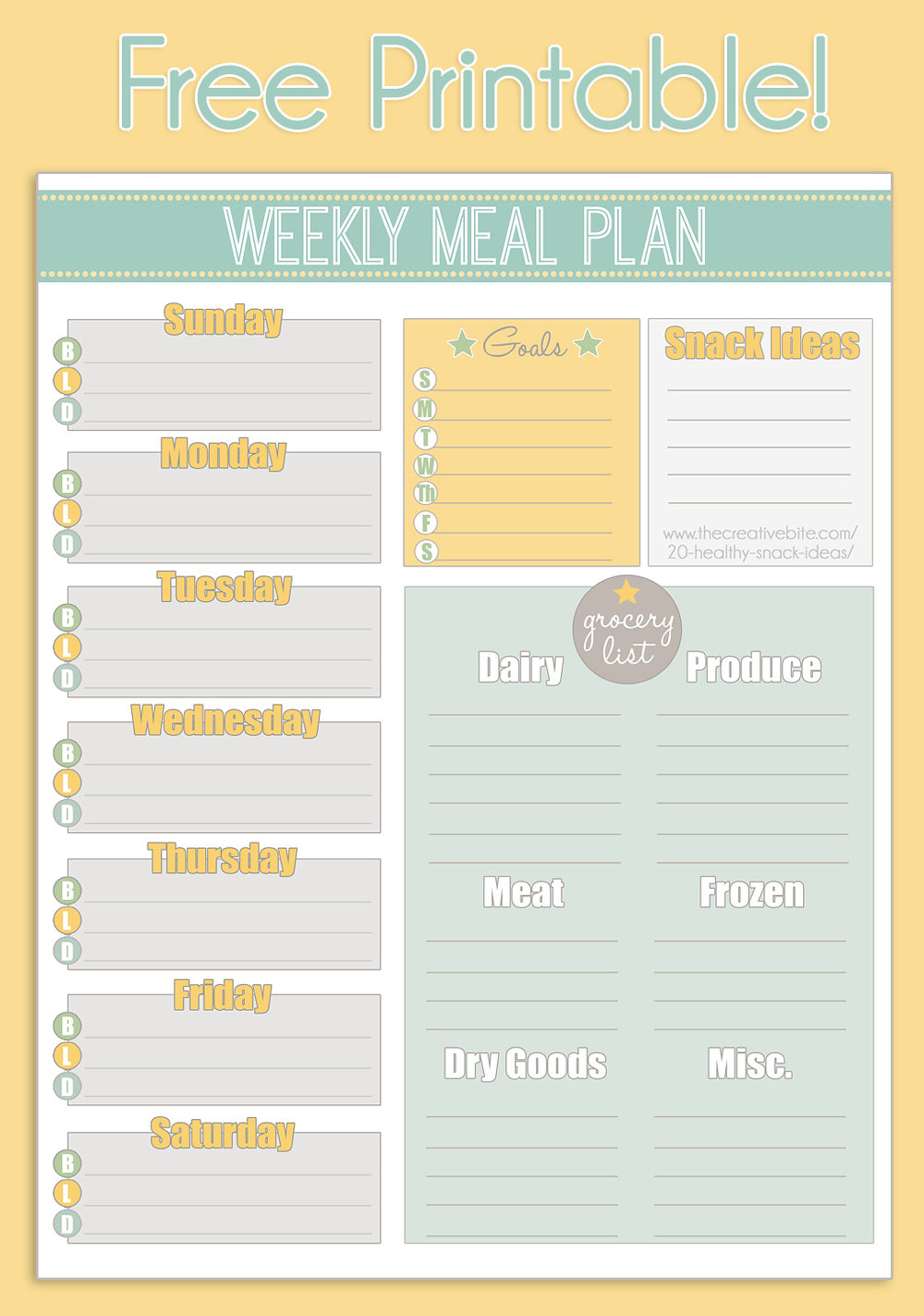 Sample Of 7 Day Meal Planner Free Printable Weekly 