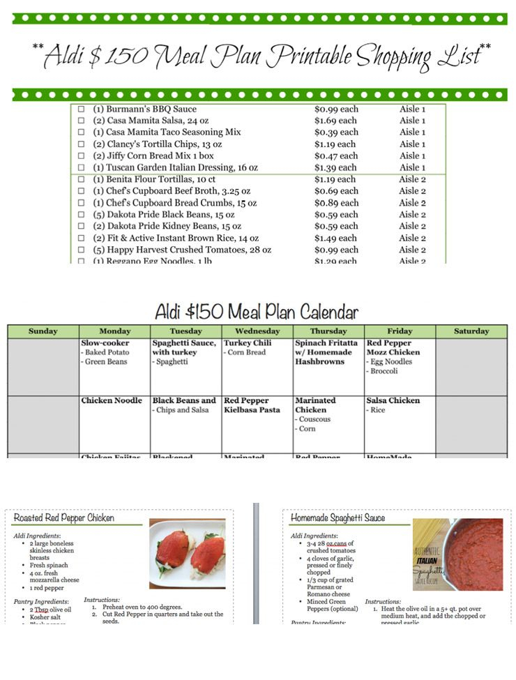 Store Meal Planning Printable Cooking Supplies Freezer