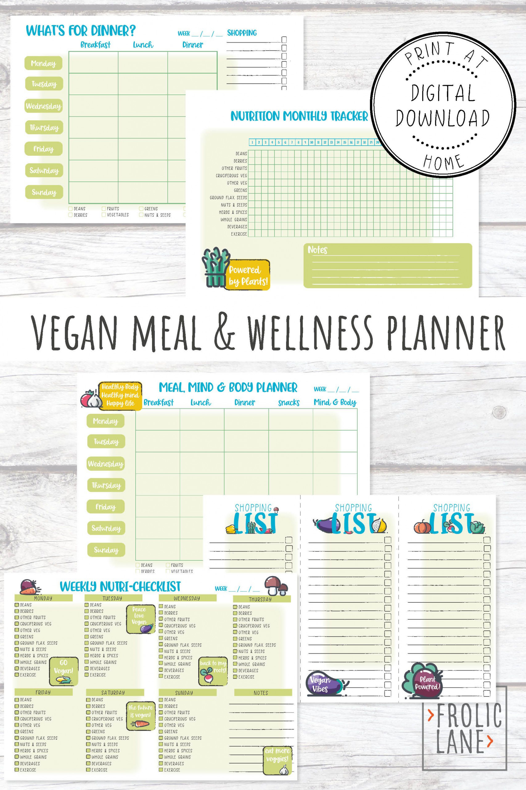 Vegan Meal Planner Printable Planner Mind Meal