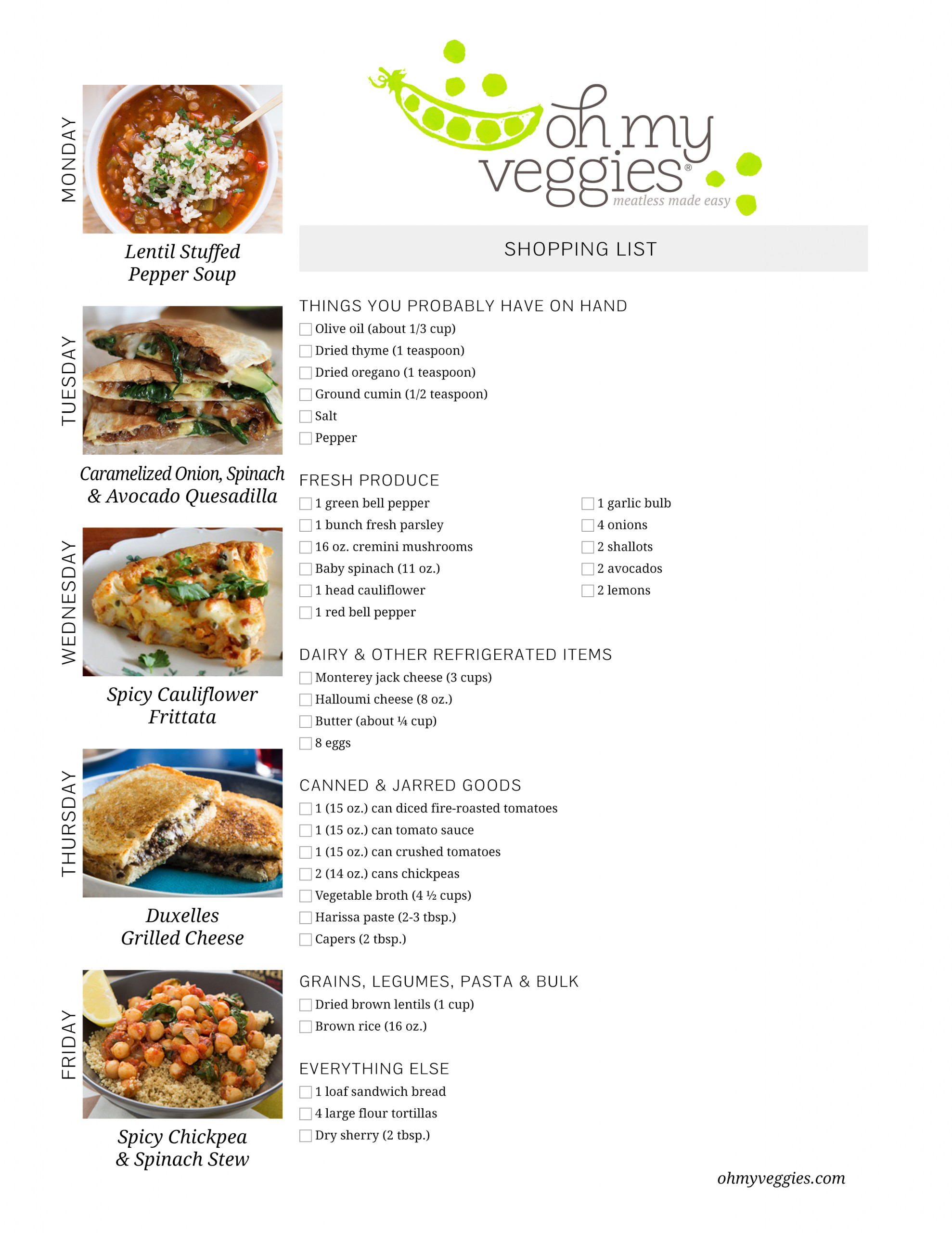 Vegetarian Meal Plan 02 06 17