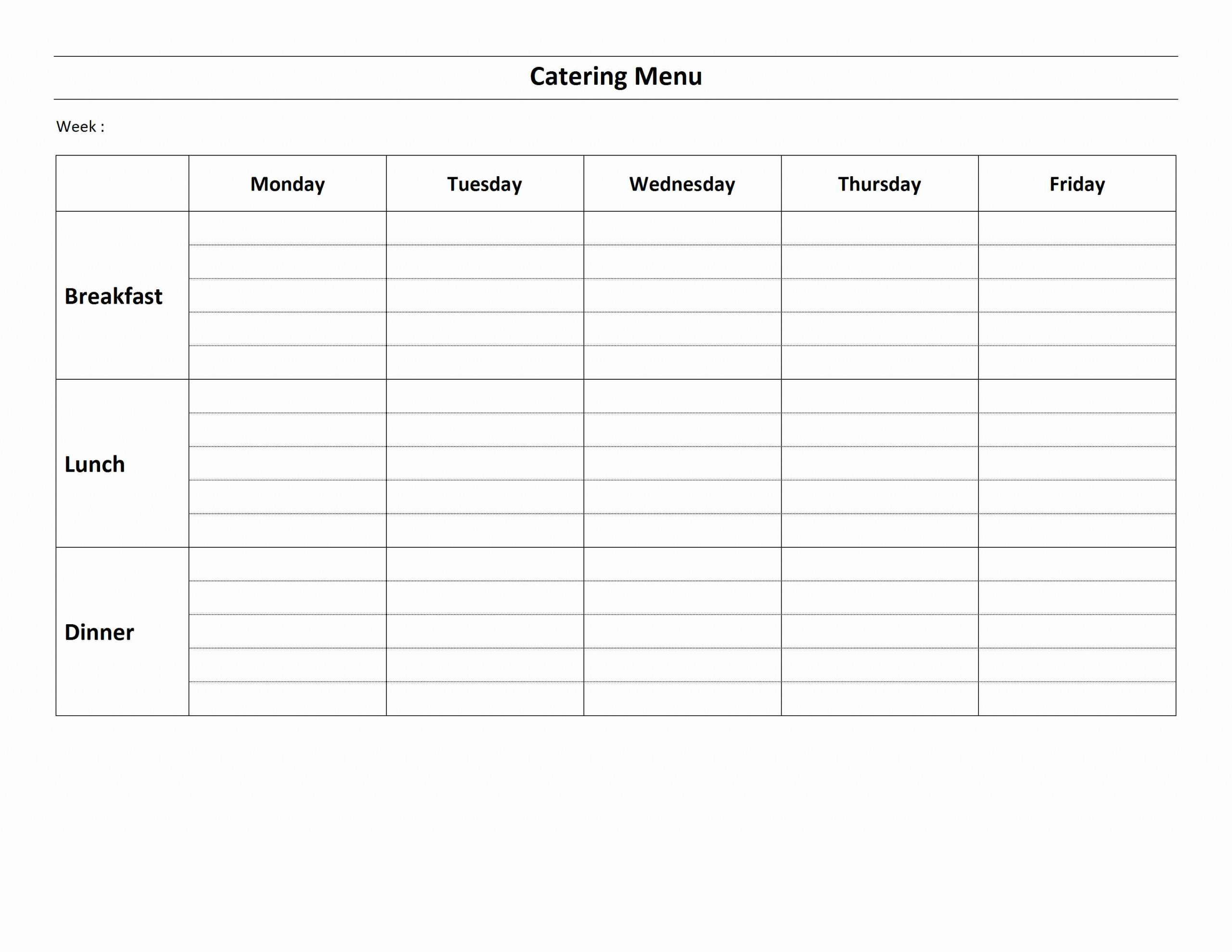 Weekly Catering Menu