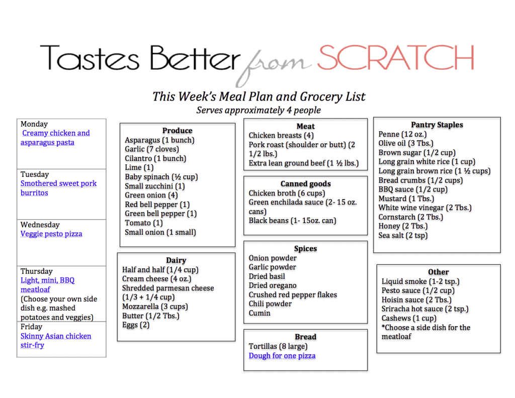 Weekly Meal Plan 11 And Printable Shopping List