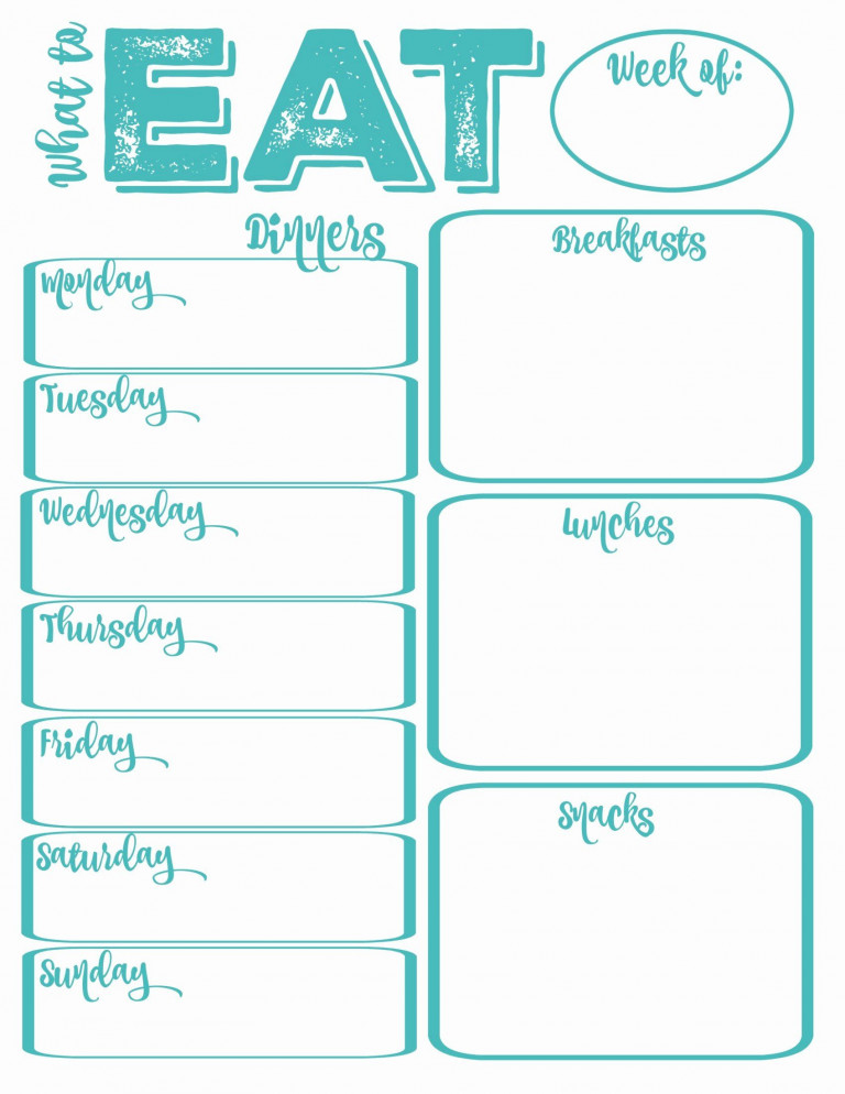 Weekly Meal Planner Template Printable Beautiful Pantry