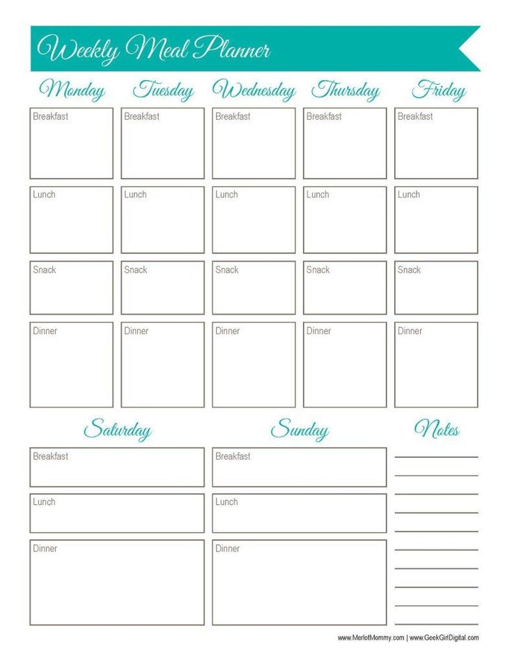 Weekly Meal Planner Worksheet 30 Days Of Free Printables 