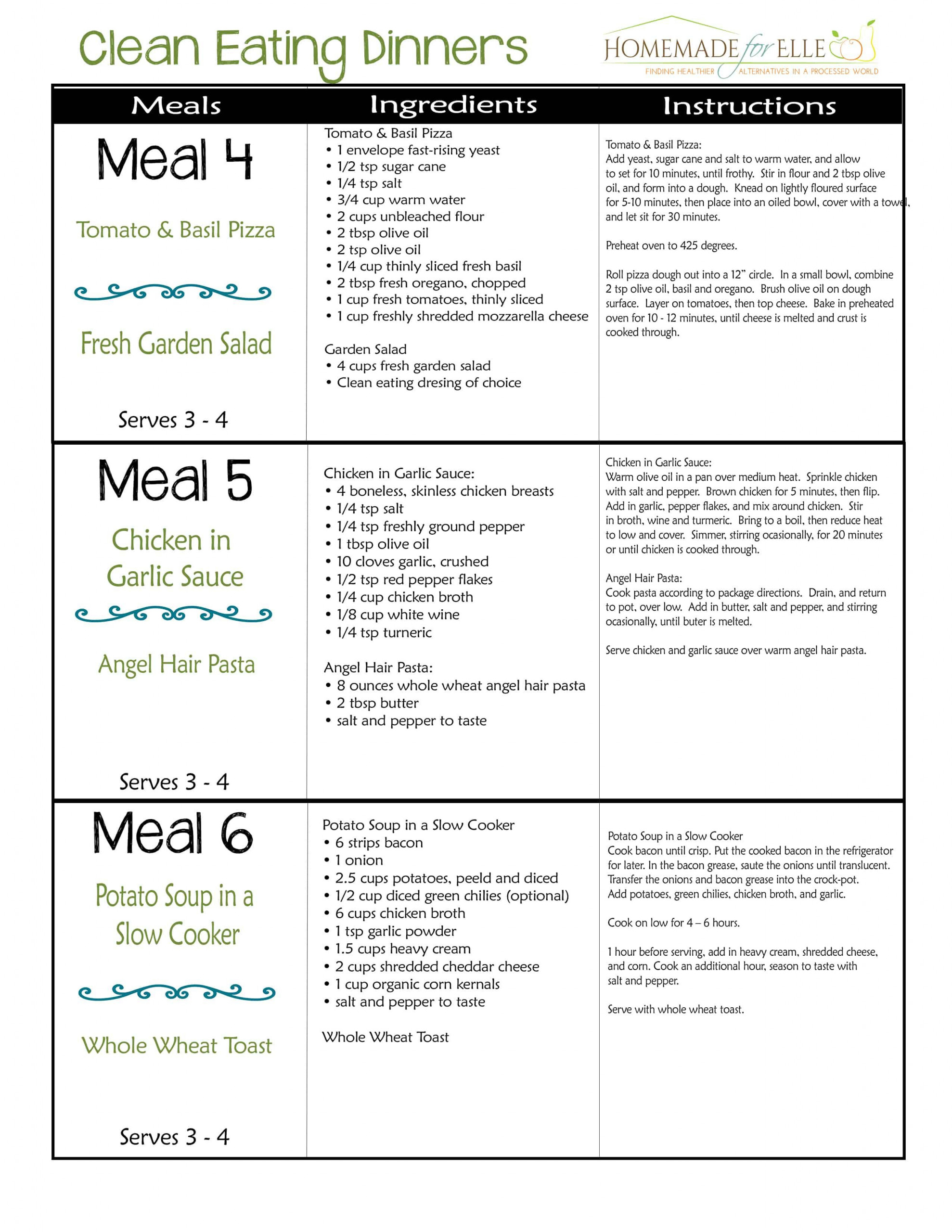 Weekly Meal Plans Clean Eating Menu Vegetarian Meal 