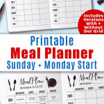 Weekly Menu Planner Printable Bullet Journal Weekly Meal