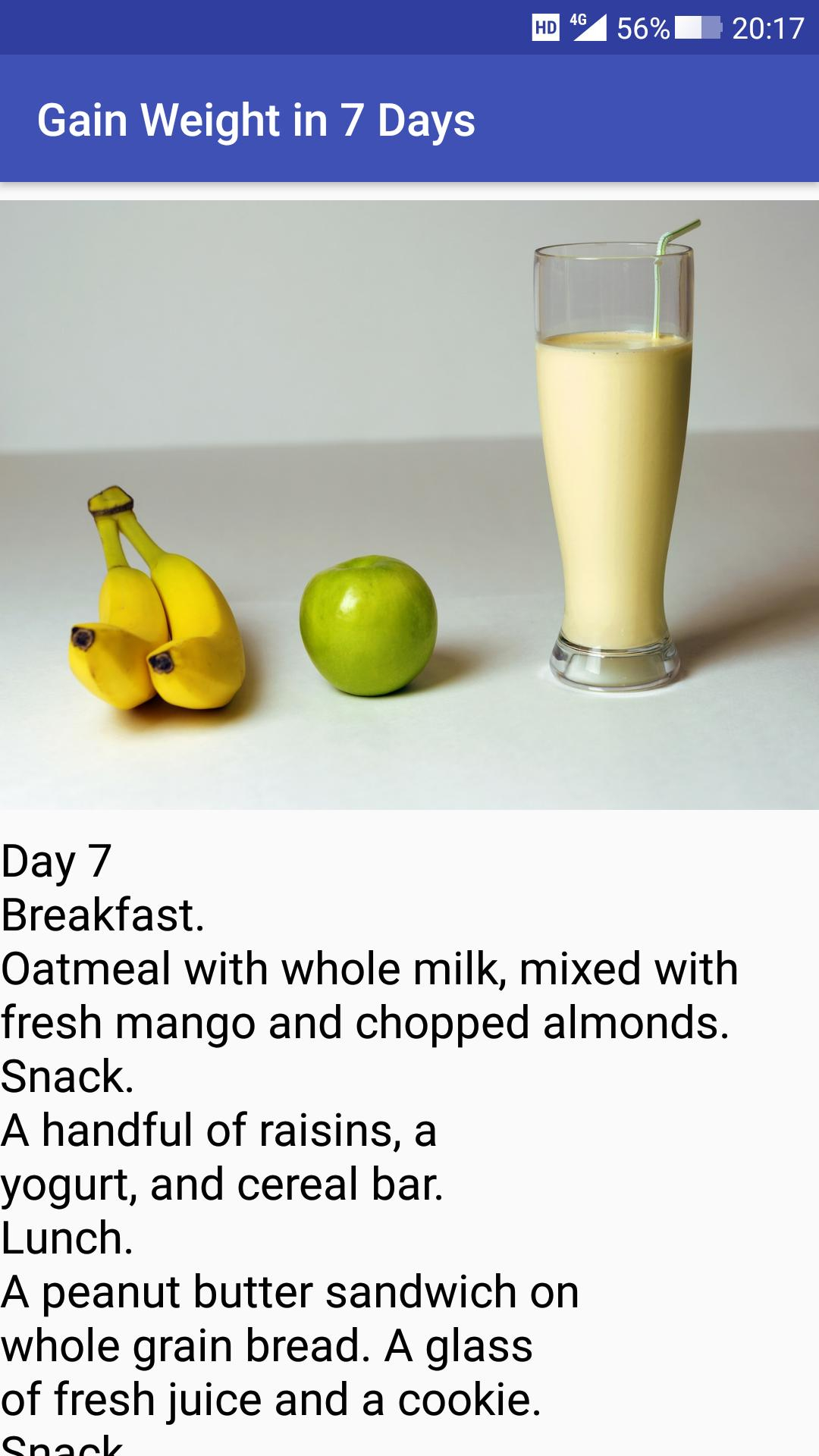 Diet Plan For Weight Gain In 7 Days PrintableDietPlan