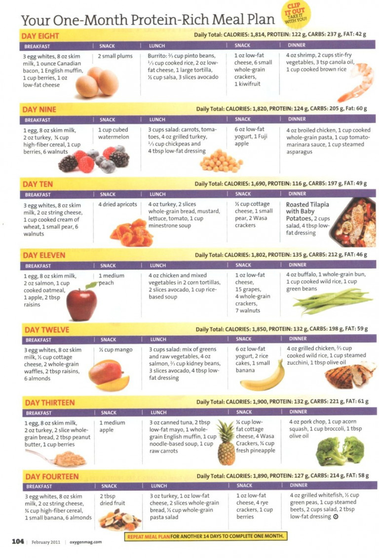 Meal Plan Fitness Treats High Protein Diet Menu Diet