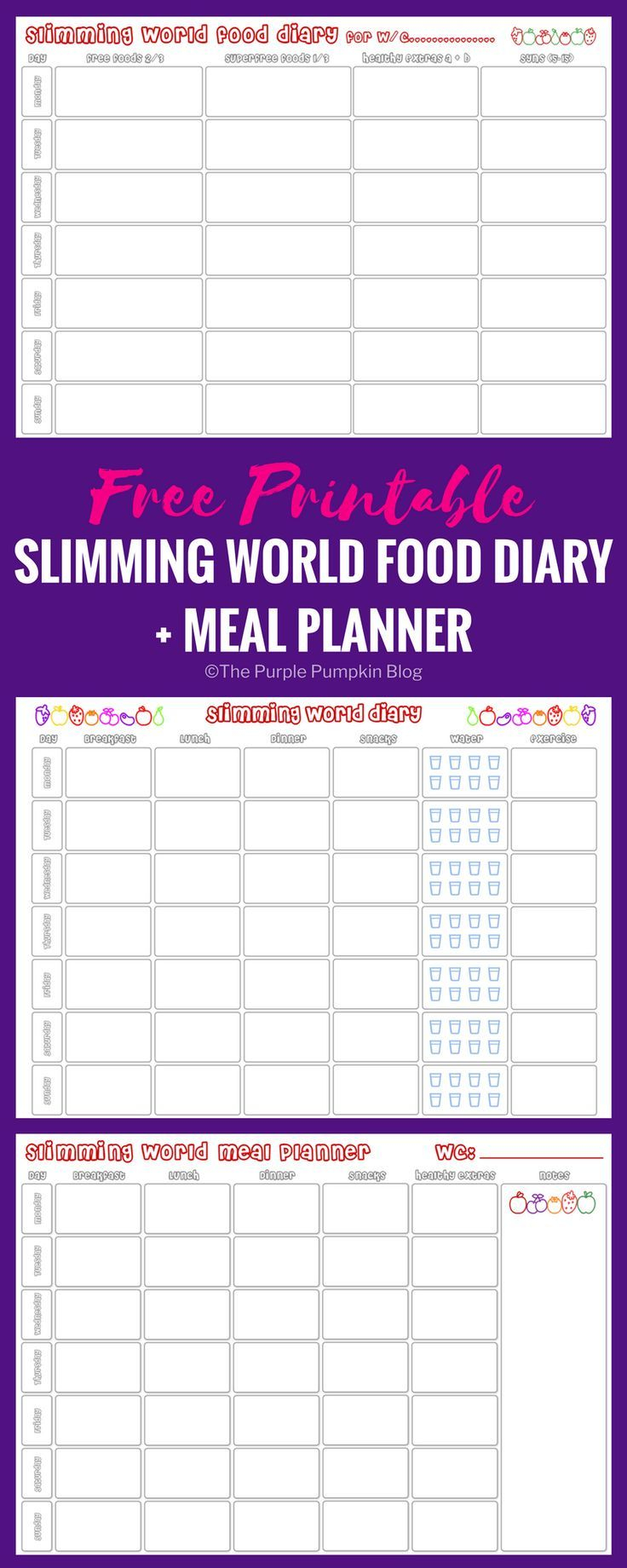 Slimming World Food Diary Printable Meal Planner Free 
