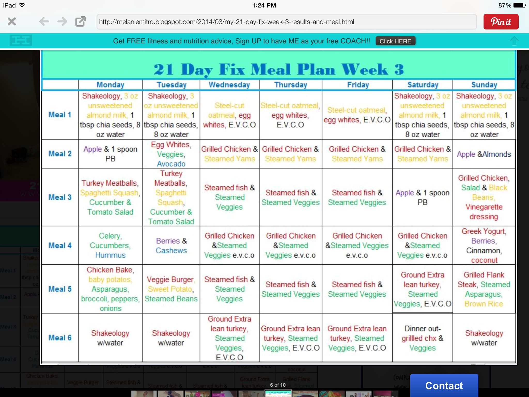 Week 3 21 Day Fix Plan 21 Day Fix Meal Plan 21 Day Fix