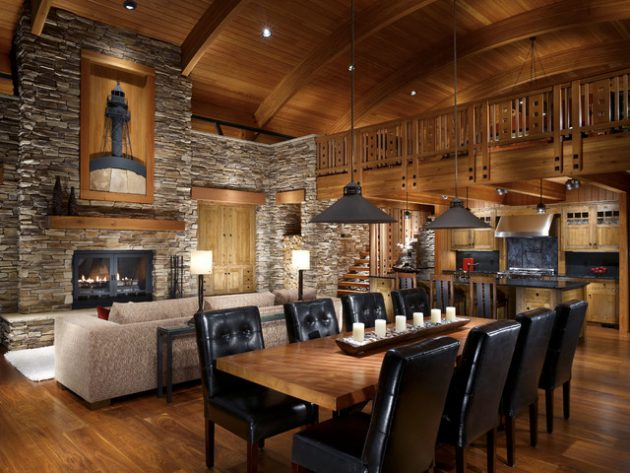 17 Brilliant Open Plan DIning Room Designs In Rustic Style