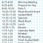 1st Grade Schedule A Day In The Life First Grade