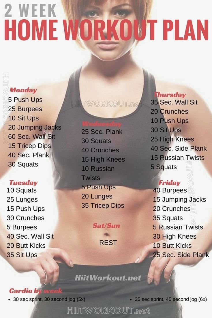 2 Week Workout Plan At Home Weekly Workout Plans 2 Week 