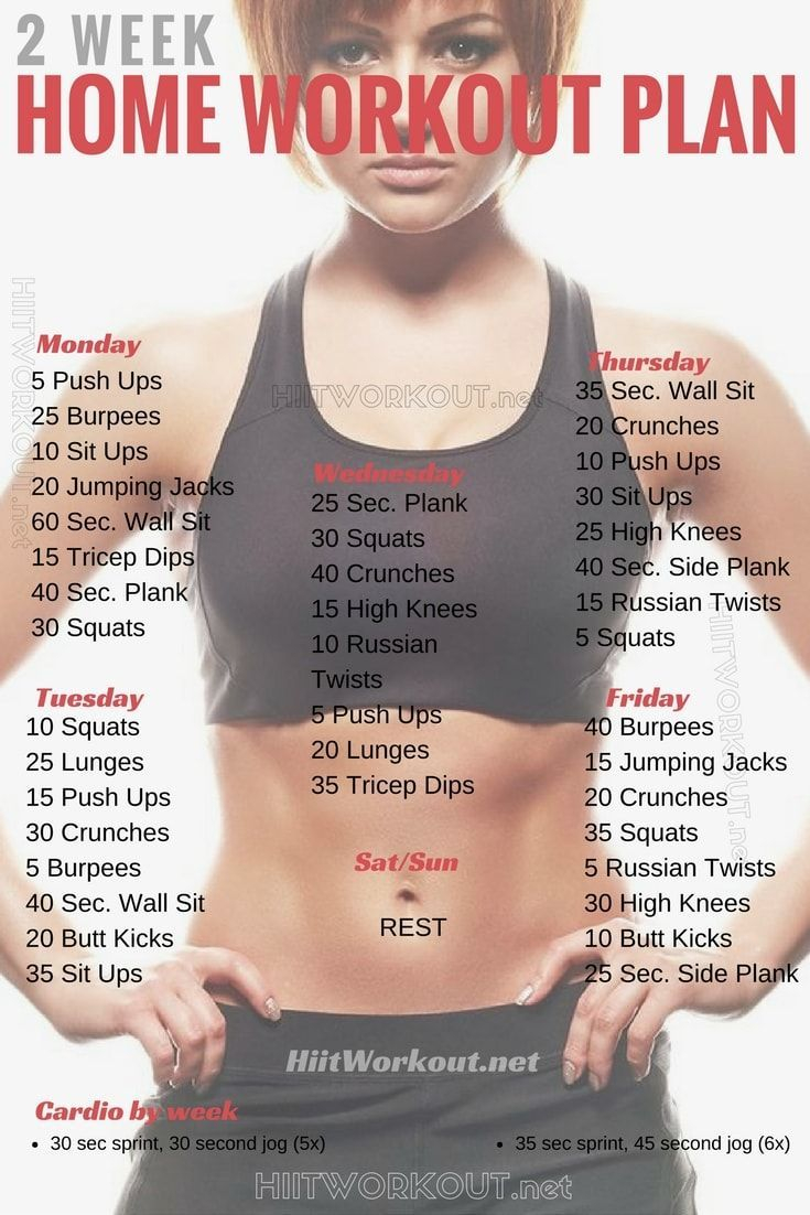 2 Week Workout Plan At Home Weekly Workout Plans 2 Week