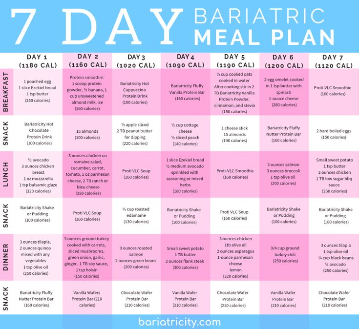 Bariatric Meal Planning Guide 7 Day Sample Meal Plan 