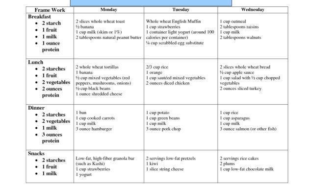 Diabetic Meal Plan Diabetic Diet Meal Plan Meal Planning