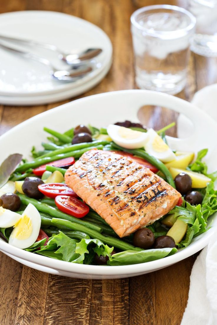 Grilled Salmon Nicoise Salad Easy Mediterranean Diet 