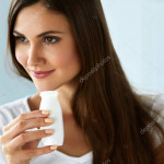 Healthy Diet Beautiful Smiling Woman Drinking Natural