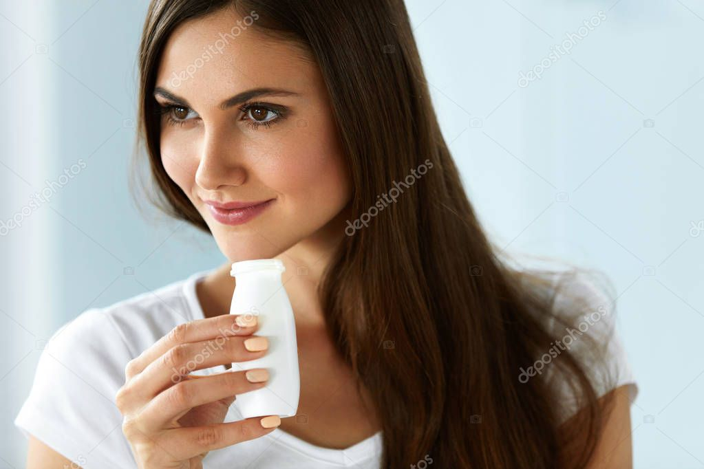 Healthy Diet Beautiful Smiling Woman Drinking Natural 