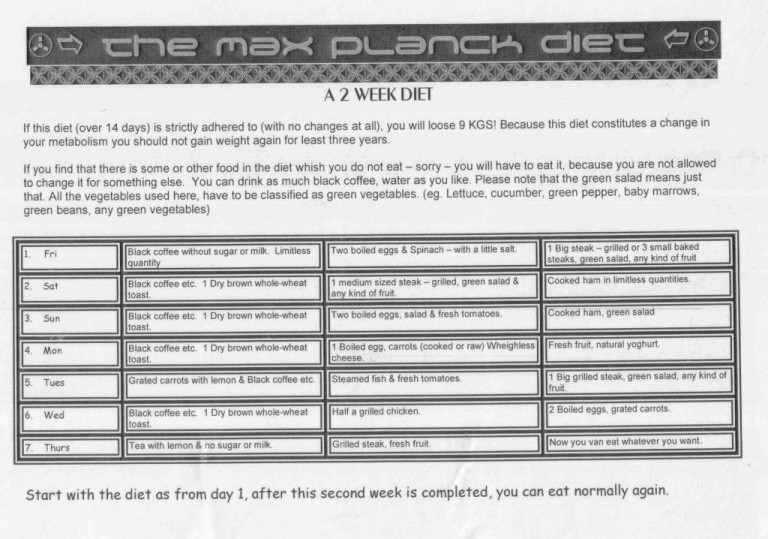 In En Om Die Huis The Max Planck Diet