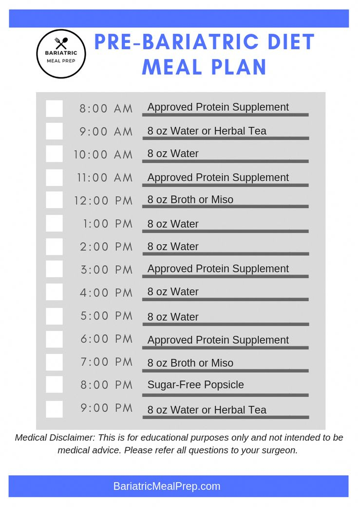 Pre Bariatric Diet Checklist lowfatdiet Bariatric Diet 