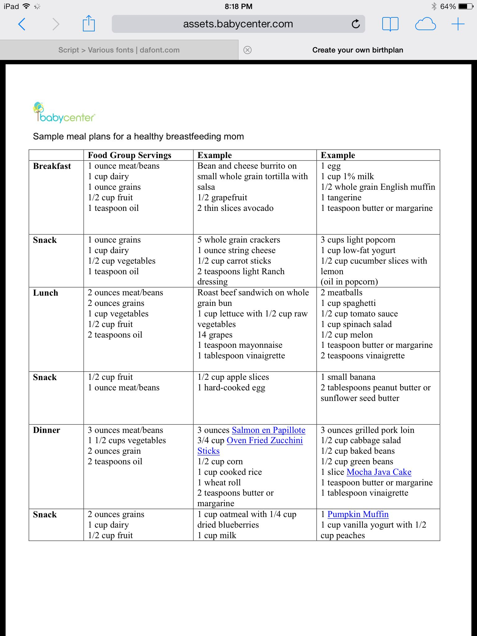 Sample Meal Plan For Breastfeeding Moms Healthy 