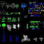 Trees Shrubs And Plants Pots Elevation And Top View 2D DWG