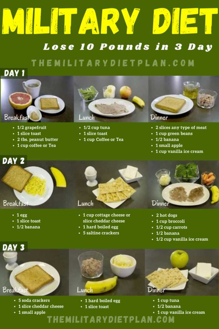 3 Day Military Diet To Lose 10 Pounds In 3 Day