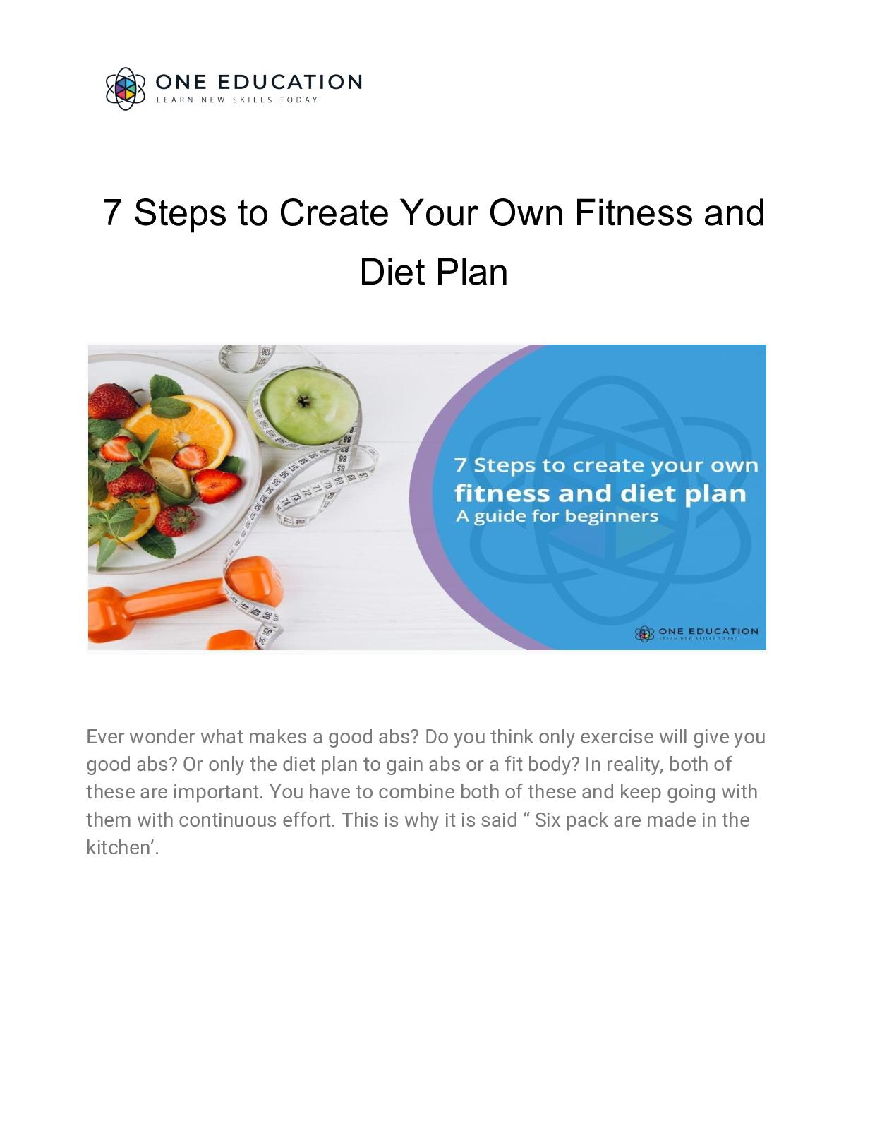 Calam o 7 Steps To Create Your Own Fitness And Diet Plan