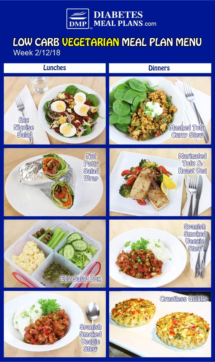 Low Carb Vegetarian Diabetic Meal Plan Week Of 2 12 18 