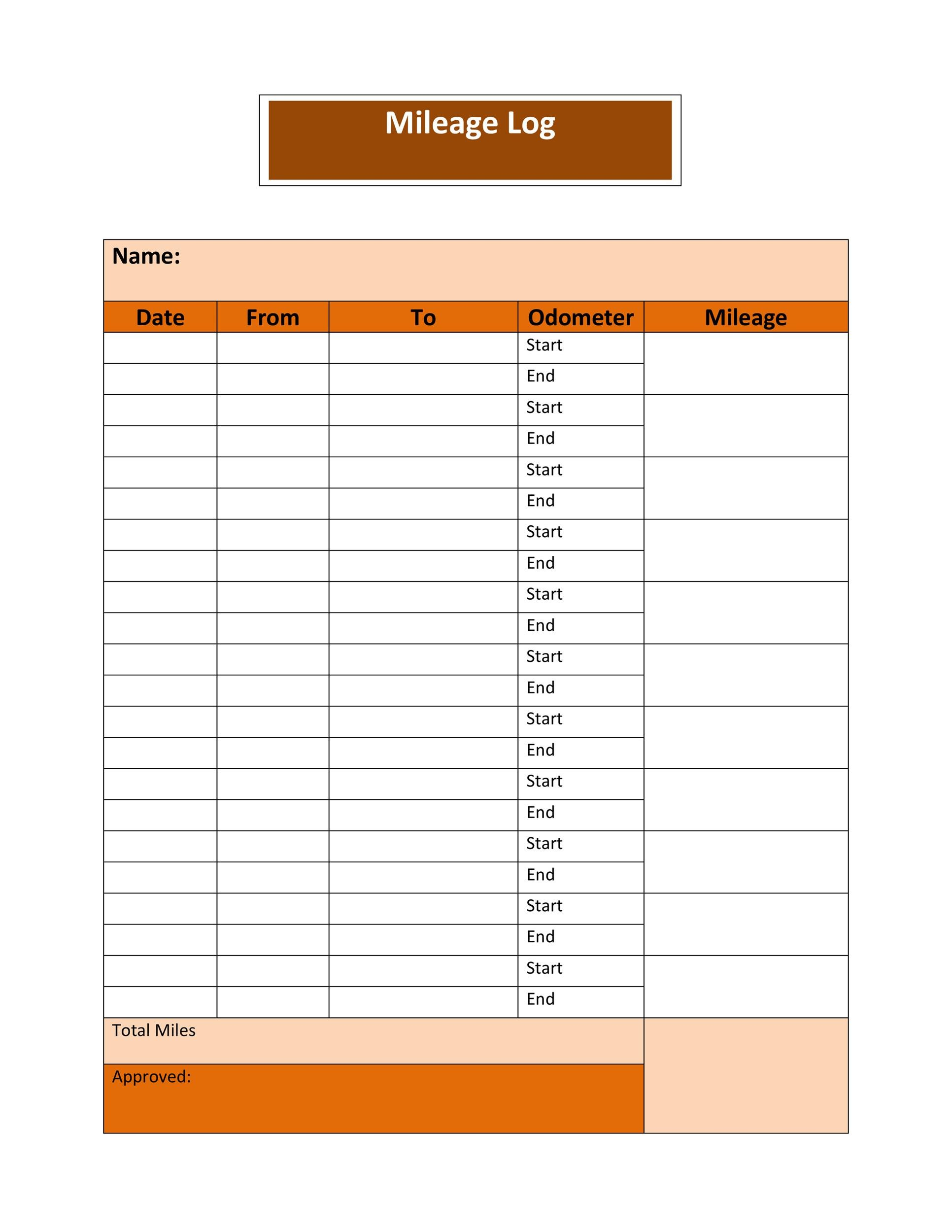 30 Printable Mileage Log Templates Free Template Lab