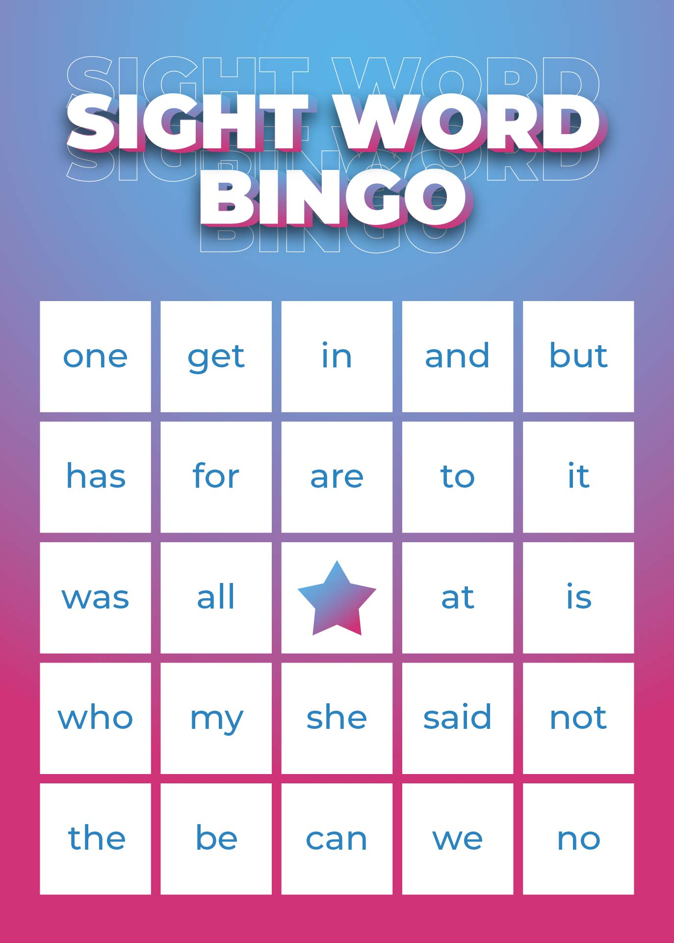 9 Best Sight Word Bingo Cards Printable Printablee