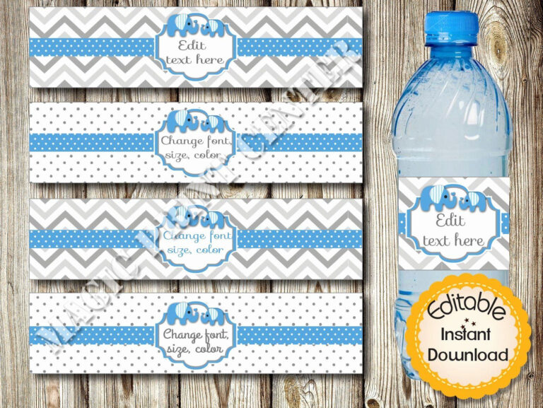 Baby Shower Water Bottle Labels Free Beautiful Editable Water Bottle