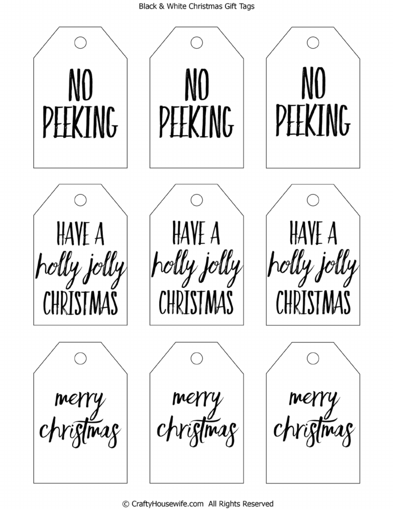 Black White Christmas Gift Tags Printable pdf Christmas Gift Tags