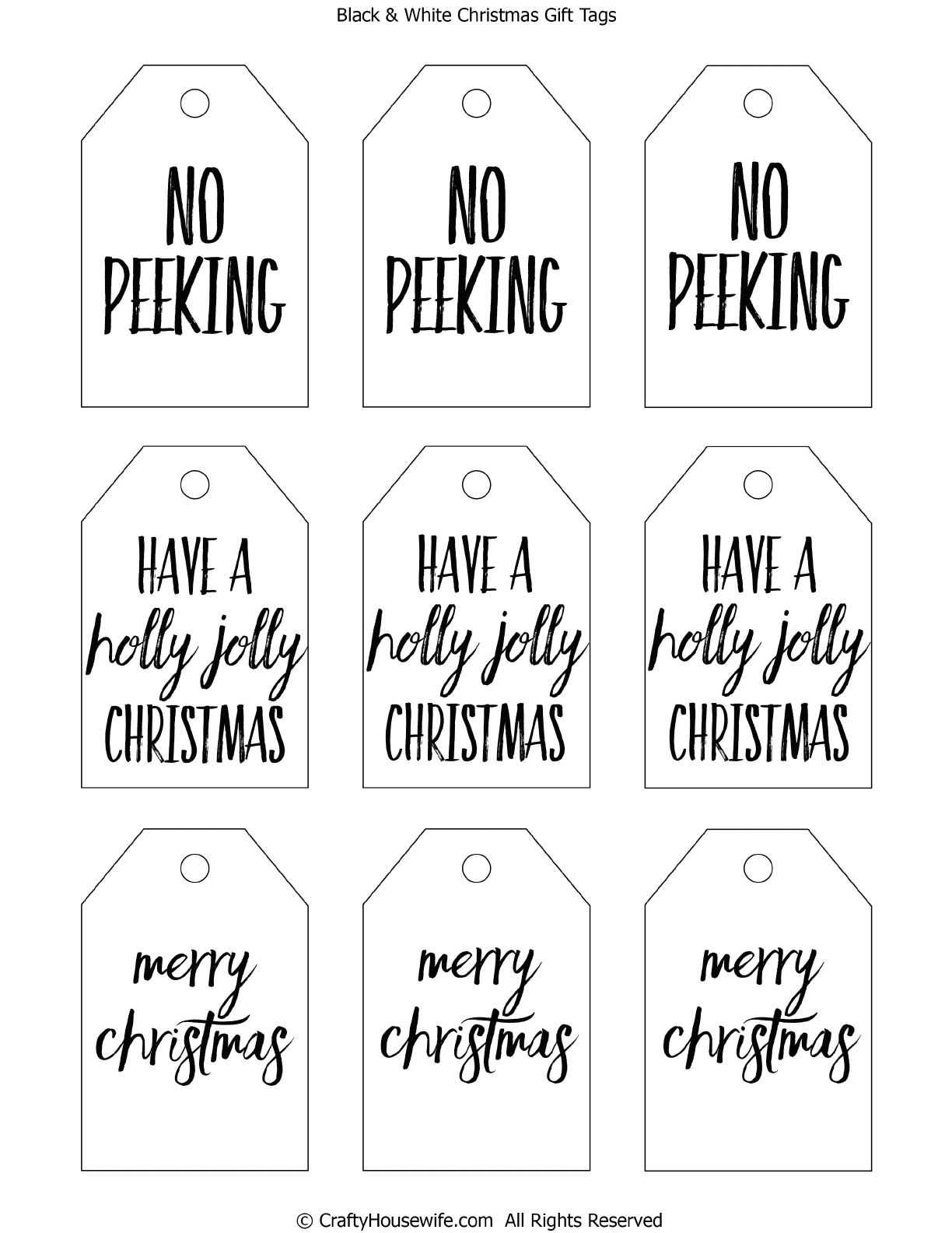 Black White Christmas Gift Tags Printable pdf Christmas Gift Tags 